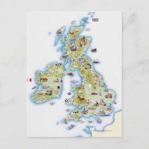 Map of British Isles Postcard