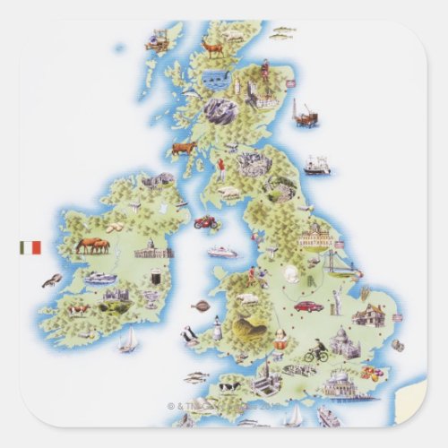 Map of British Isles Square Sticker