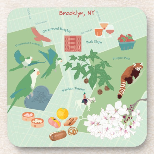 Map of Brooklyn Beverage Coaster (Front)