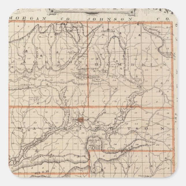 Map of Brown County with Plan of Nashville Square Sticker (Front)