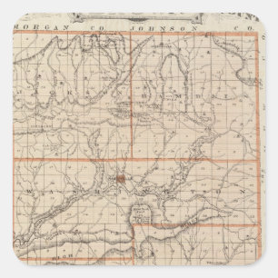 Map of Brown County with Plan of Nashville Square Sticker