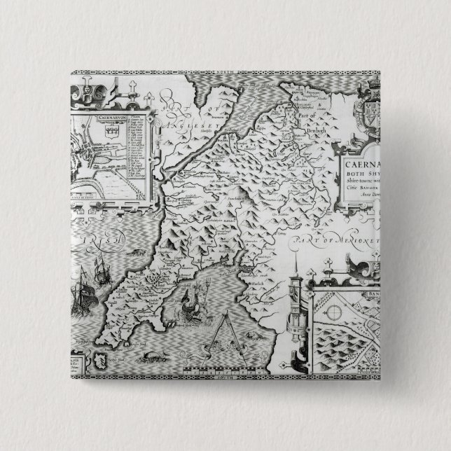 Map of Caernarvon, 1616 Pinback Button (Front)
