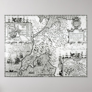 Map of Caernarvon, 1616 Poster