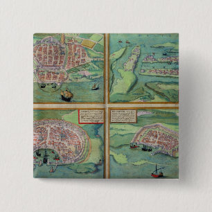 Map of Calais, Malta, Rhodes, and Famagusta, from Button