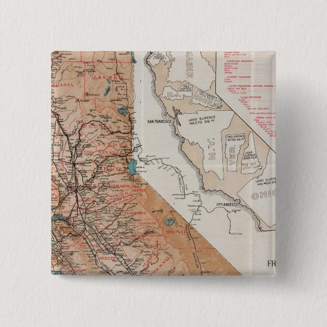 Map of California 2 Pinback Button (Front)
