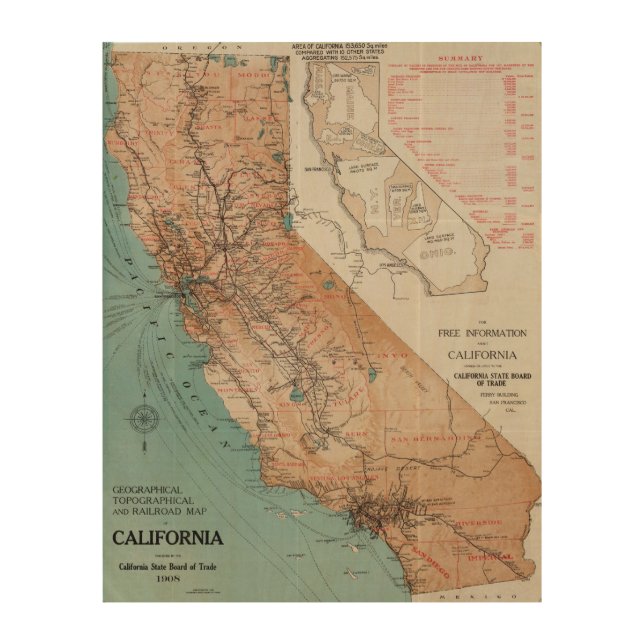 Map of California 2 Wood Wall Decor (Front)