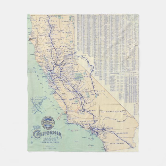 Map of California 4 Fleece Blanket (Front)