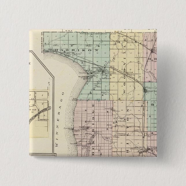 Map of Calumet County, State of Wisconsin Pinback Button (Front)
