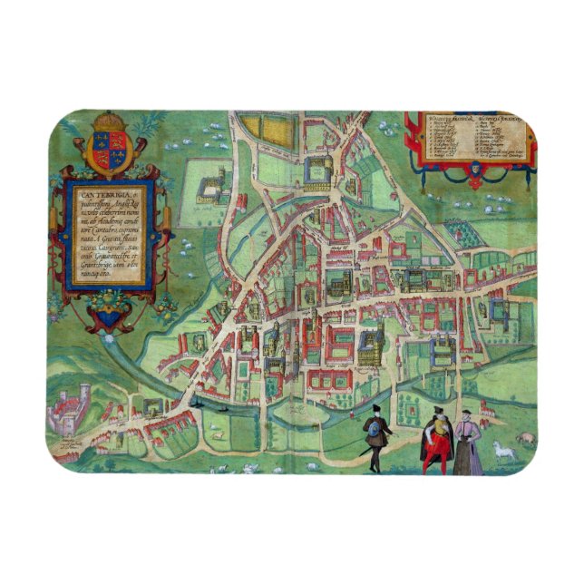 Map of Cambridge, from 'Civitates Orbis Terrarum' Magnet (Horizontal)