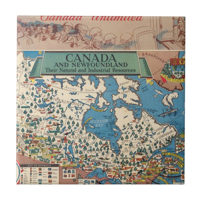 Map of Canada - Natural and Industrial Resources Ceramic Tile (Front)