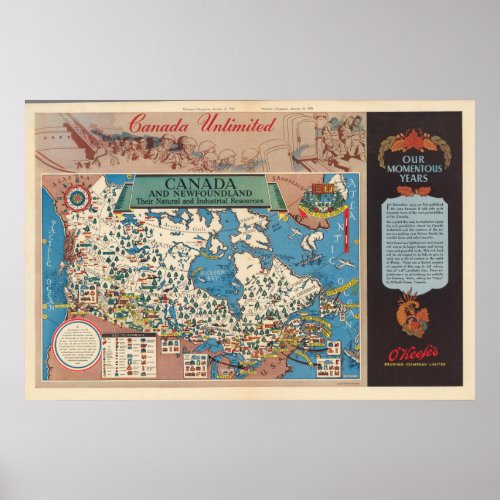 Map of Canada _ Natural and Industrial Resources Poster