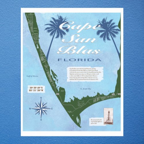 Map of Cape San Blas Florida Poster