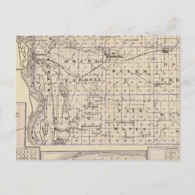 Map of Carroll County, Mt Carroll Postcard (Front)