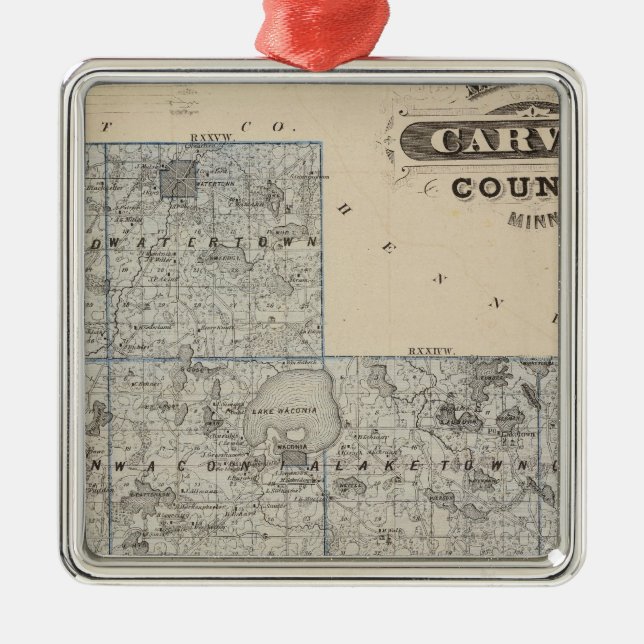 Map of Carver County, Minnesota Metal Ornament (Front)