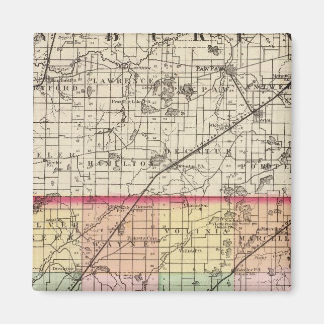 Map of Cass County, Michigan Magnet (Front)