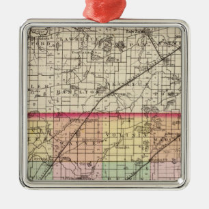 Map of Cass County, Michigan Metal Ornament