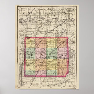 Map of Cass County, Michigan Poster