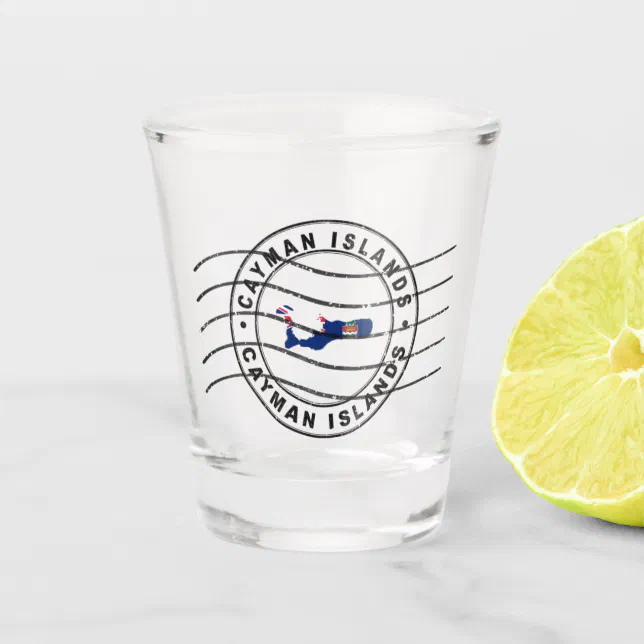 Map of Cayman Islands, Postal Passport Stamp Shot Glass Zazzle