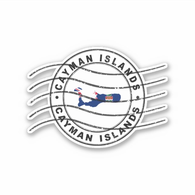 Map of Cayman Islands, Postal Passport Stamp Sticker (Front)