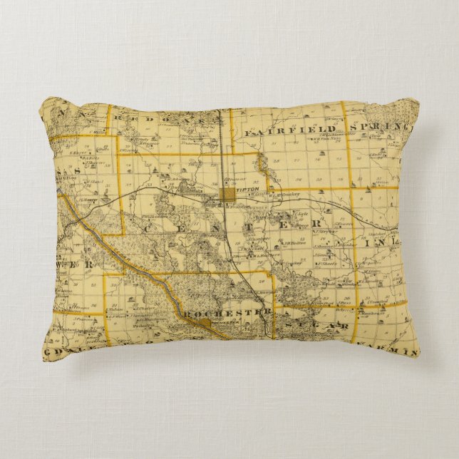 Map of Cedar County, State of Iowa Decorative Pillow (Front)