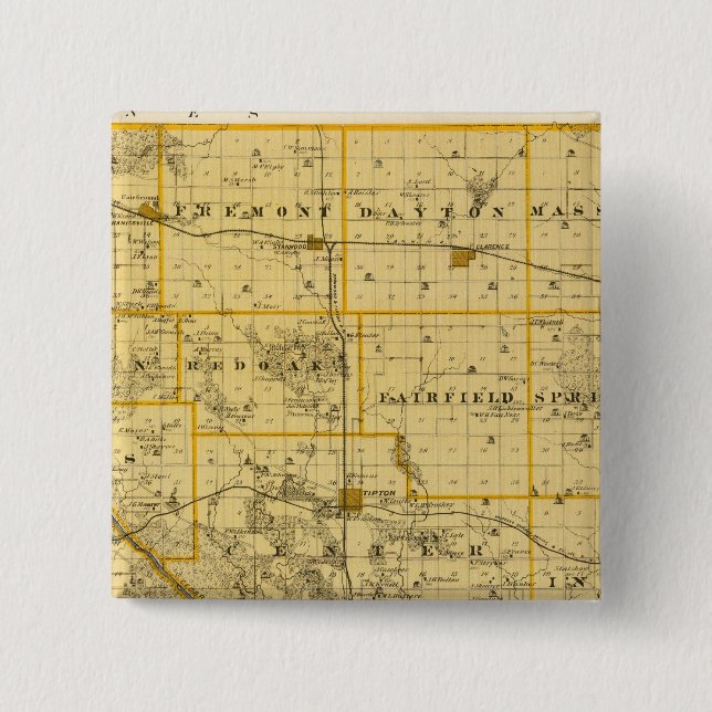 Map of Cedar County, State of Iowa Pinback Button (Front)