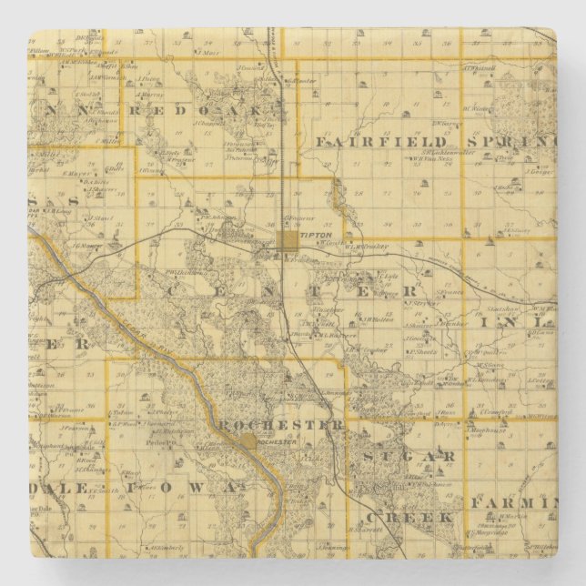 Map of Cedar County, State of Iowa Stone Coaster (Front)