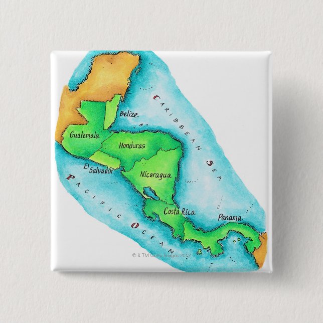 Map of Central America Pinback Button (Front)