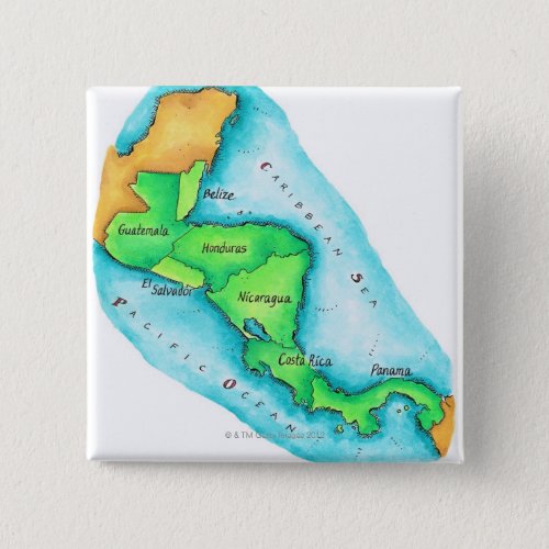 Map of Central America Pinback Button