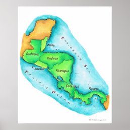 Map of Central America Poster