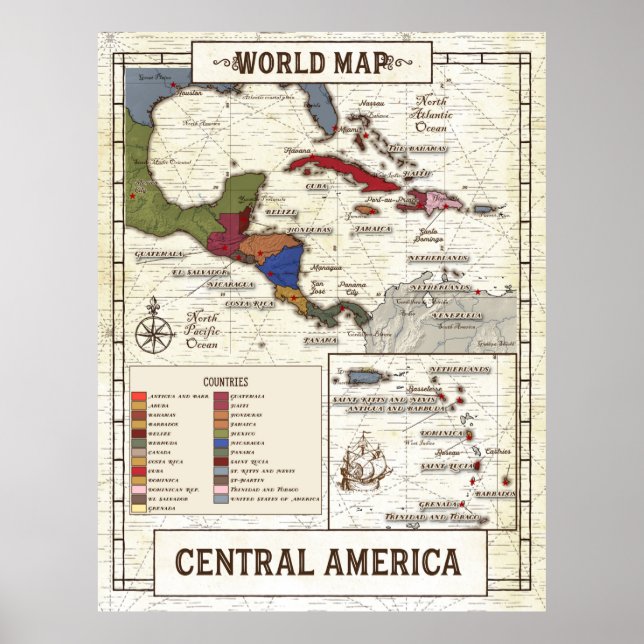 Map Of Central America Poster (Front)