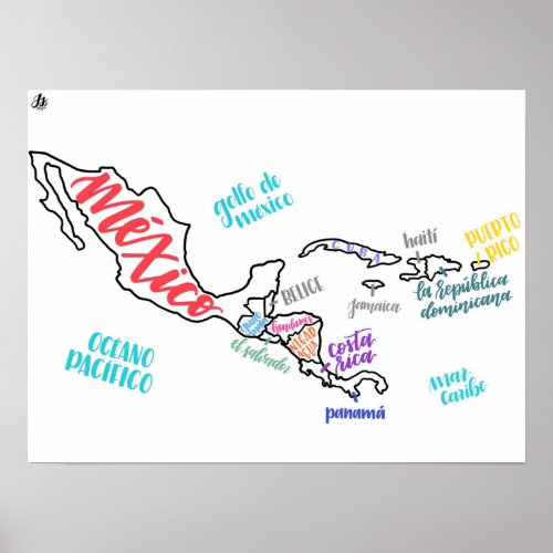 Map of Central America Poster