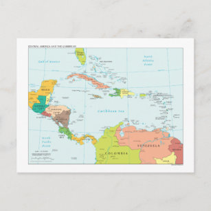 Map of Central America & the Caribbean Postcard