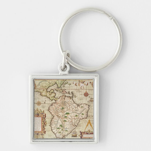 Map of Central and South America Keychain (Front)