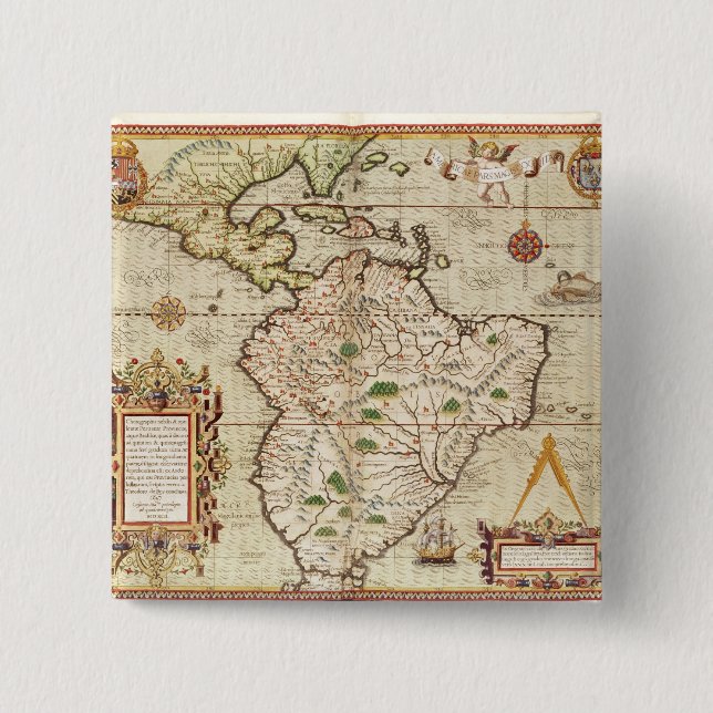 Map of Central and South America Pinback Button (Front)