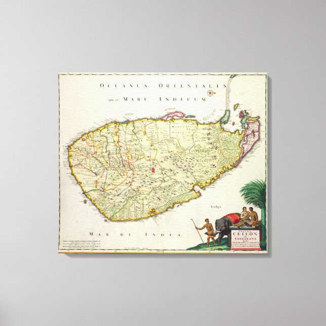 Map of Ceylon according to Nicolas Visscher Canvas Print (Front)