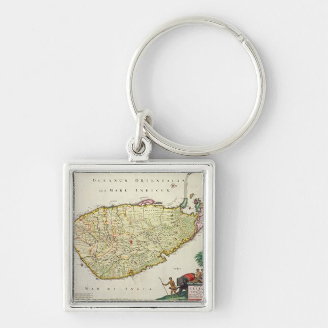 Map of Ceylon according to Nicolas Visscher Keychain (Front)