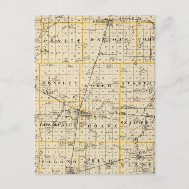 Map of Champaign County Postcard (Front)