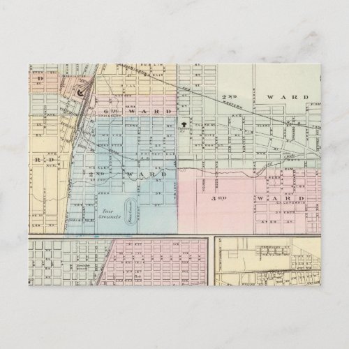 Map of Champaign Urbana Mattoon and Charleston Postcard