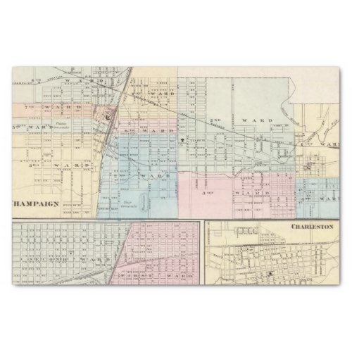 Map of Champaign Urbana Mattoon and Charleston Tissue Paper