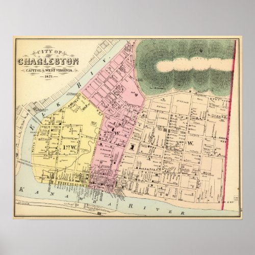 Map of Charleston West Virginia Poster