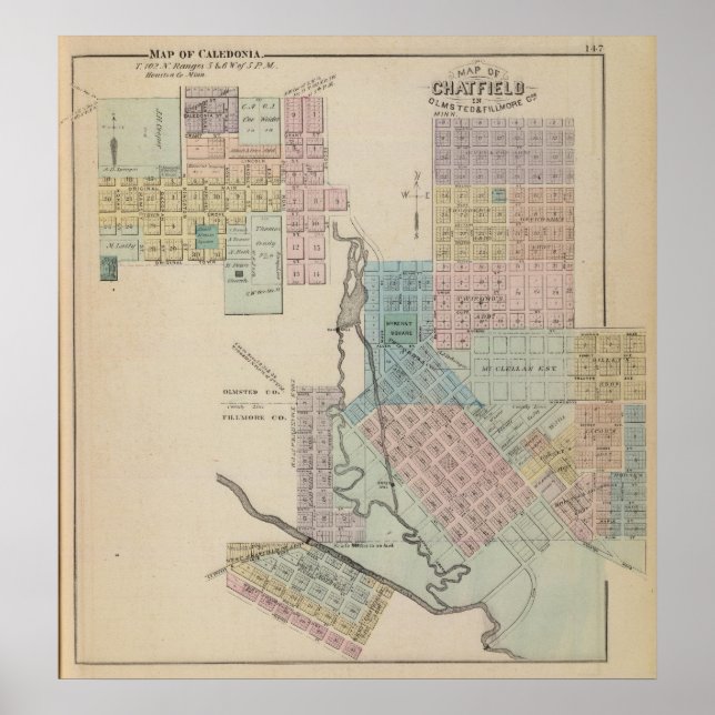 Map of Chatfield, Map of Caledonia, Minn Poster (Front)