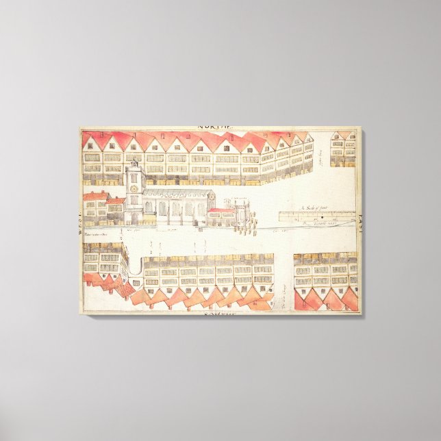 Map of Cheapside, London, 1585 Canvas Print (Front)