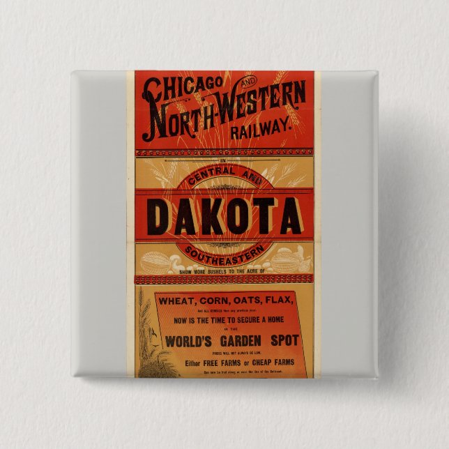 Map Of Chicago and Northwestern Railway Lines Pinback Button (Front)
