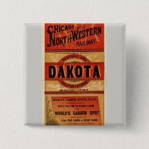 Map Of Chicago and Northwestern Railway Lines Pinback Button