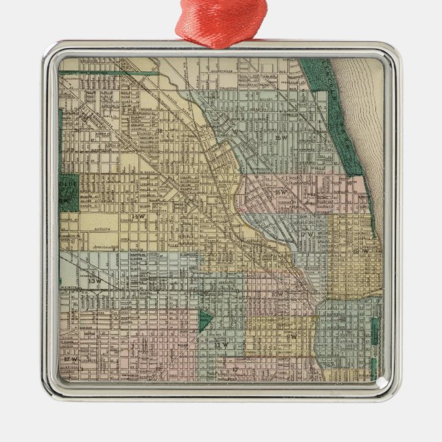 Map of Chicago City Metal Ornament (Front)