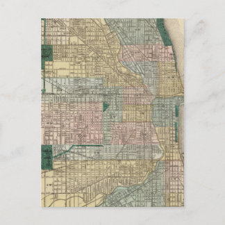Map of Chicago City Postcard