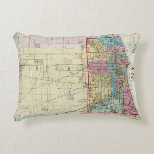 Map of Chicago Decorative Pillow (Front)