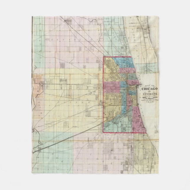 Map of Chicago Fleece Blanket (Front)