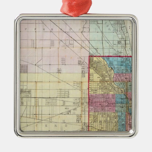 Map of Chicago Metal Ornament (Front)