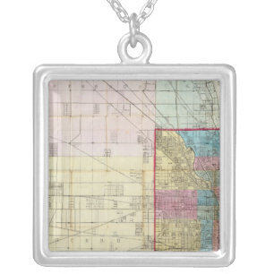 Map of Chicago Silver Plated Necklace